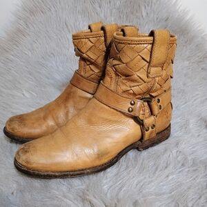 Frye Tan Leather Ankle Boots